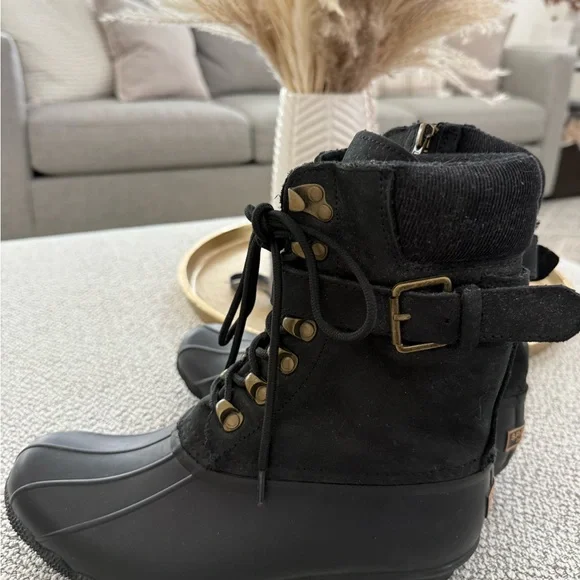 Sperry Black Ankle Duck Boots - Picture 2 of 4